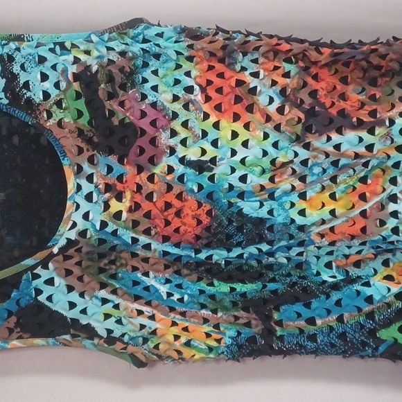 Alberto Makali Sheer Multicolor Tunic Length Sleeveless Top - Picture 6 of 14